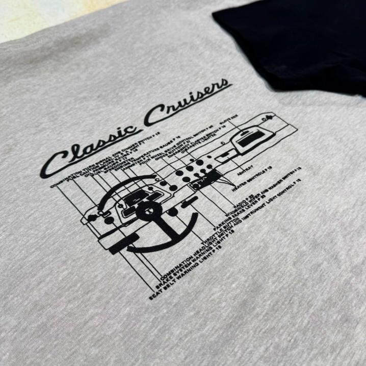 FJ40 Dashboard Blueprint T-Shirt Black (Men's and Women's) Short Sleeve